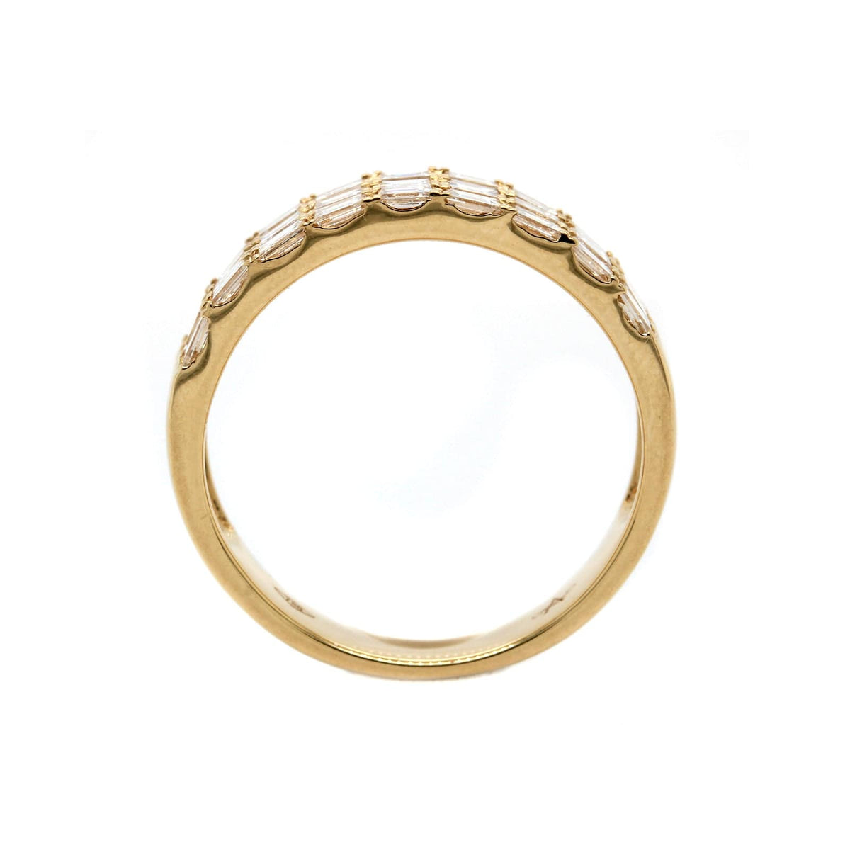 18K Yellow Gold 3 Row Baguette Diamond Ring