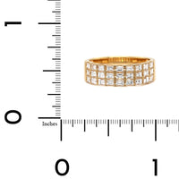 18K Yellow Gold 3 Row Baguette Diamond Ring