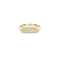 Zoe Chicco 14K Yellow Gold Multi Shaped Diamond Mosaic Bar Signet Ring