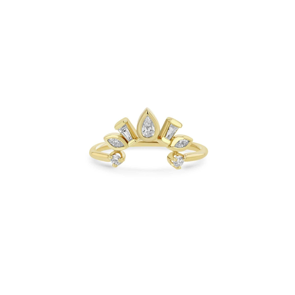 Zoe Chicco 14K Yellow Gold Multi Shaped Diamond Crown Ring