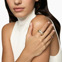 Sculpted Cable Open Cocktail Ring 18K Yellow Gold with Diamonds, 12.4mm