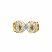 Sculpted Cable Open Cocktail Ring 18K Yellow Gold with Diamonds, 12.4mm