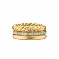 DY Mercer® Three Row Ring 18K Yellow Gold with Diamonds, 8.9mm