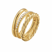 DY Mercer® Three Row Ring 18K Yellow Gold with Diamonds, 8.9mm
