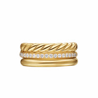 DY Mercer® Three Row Ring 18K Yellow Gold with Diamonds, 8.9mm