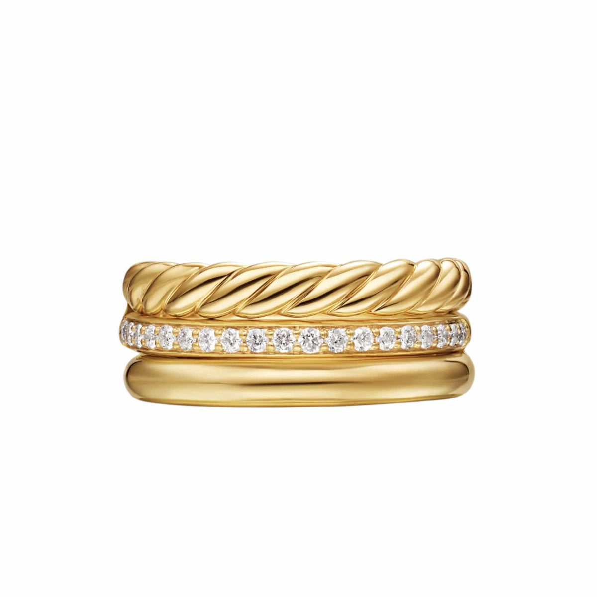DY Mercer® Three Row Ring 18K Yellow Gold with Diamonds, 8.9mm