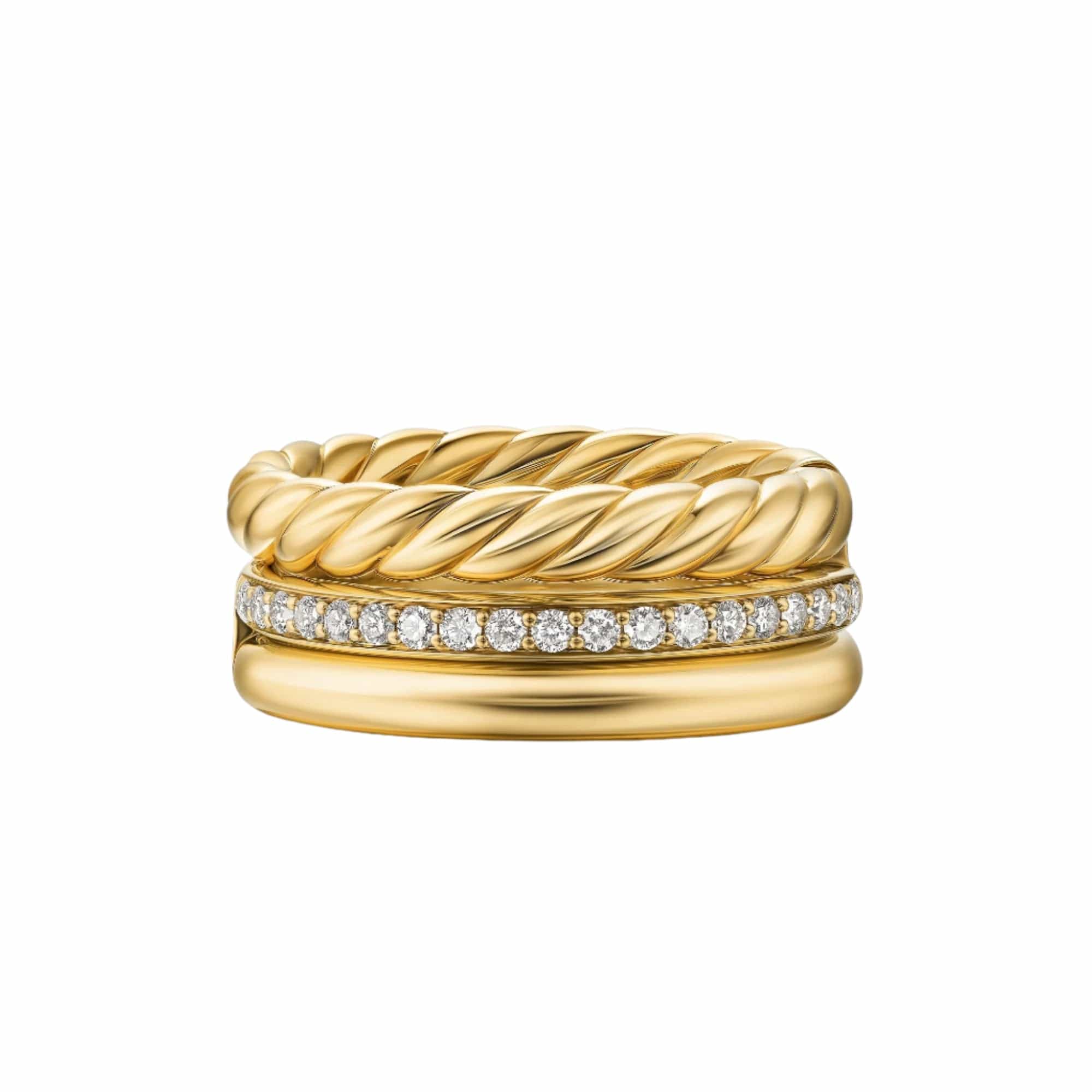DY Mercer® Three Row Ring 18K Yellow Gold with Diamonds, 8.9mm