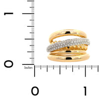 14K Yellow Gold Pave Diamond Multi Row Ring