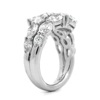 Platinum 3 Row Bypass Oval Diamond Ring