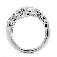 Platinum 3 Row Bypass Oval Diamond Ring