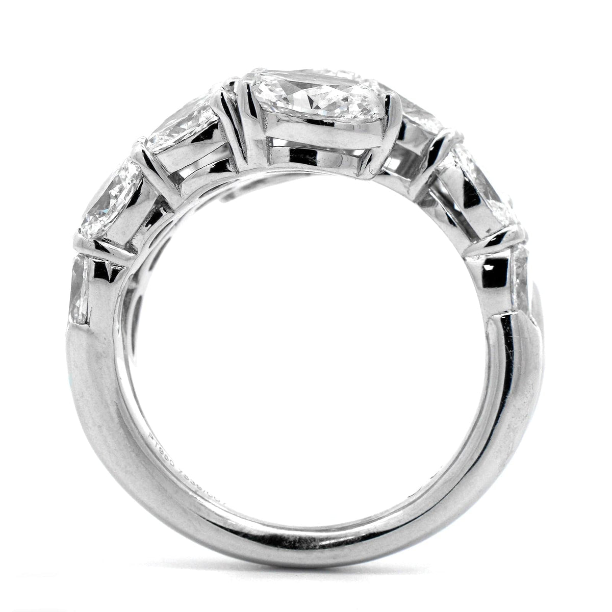 Platinum 3 Row Bypass Oval Diamond Ring