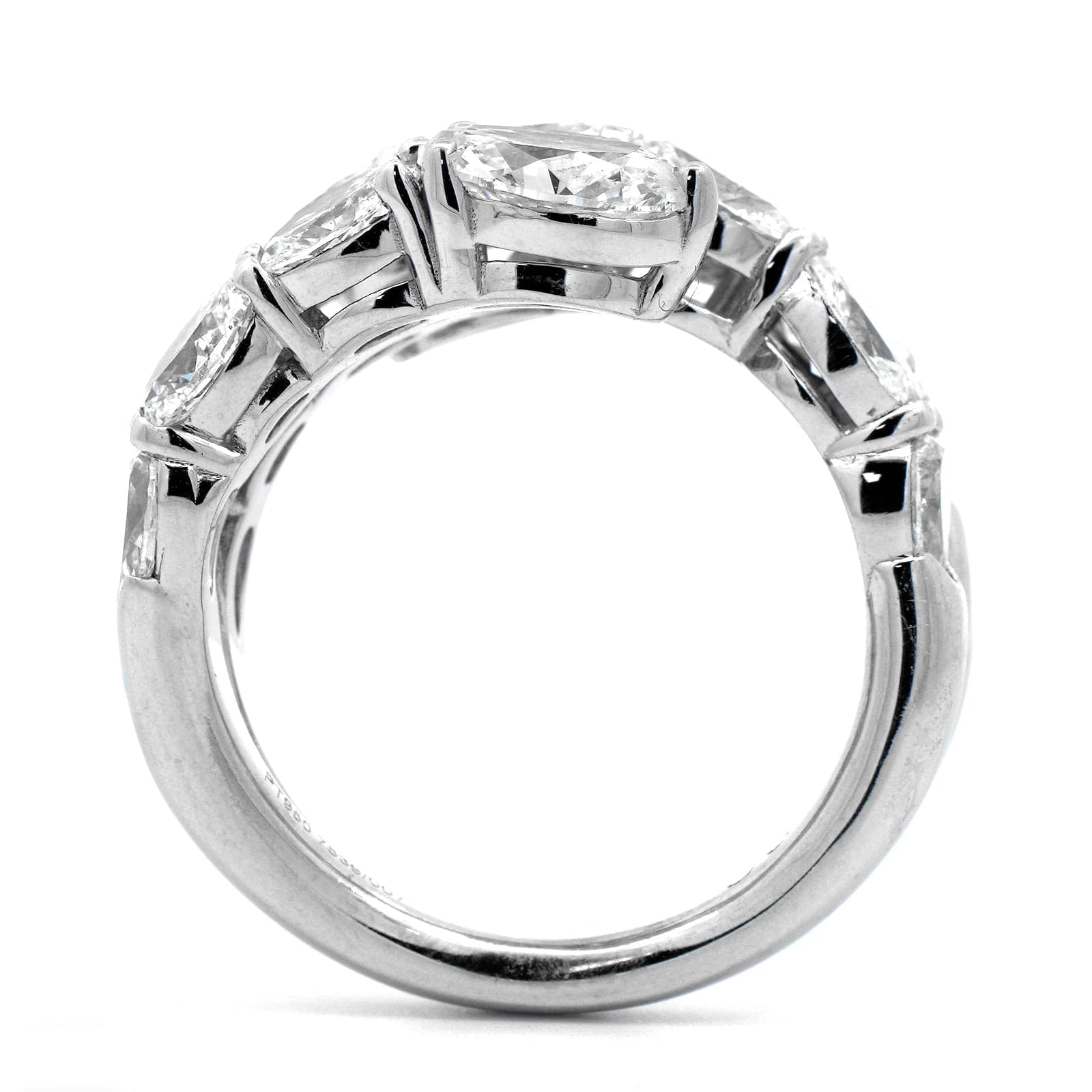 Platinum 3 Row Bypass Oval Diamond Ring