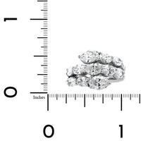 Platinum 3 Row Bypass Oval Diamond Ring