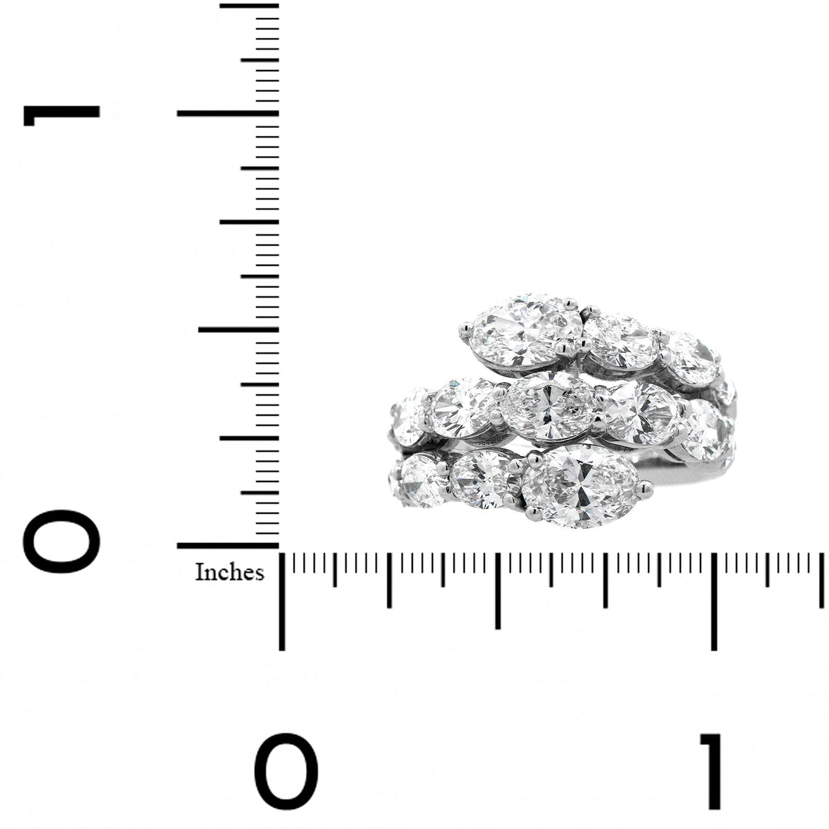 Platinum 3 Row Bypass Oval Diamond Ring