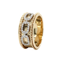 14K Two Tone Braided Edge and Link Designed Diamond Ring