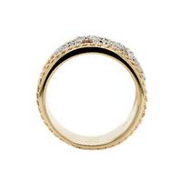 14K Two Tone Braided Edge and Link Designed Diamond Ring