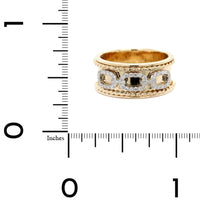 14K Two Tone Braided Edge and Link Designed Diamond Ring