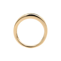 14K Yellow Gold 6 Row Pave Diamond Wide Domed Ring