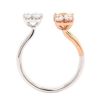 14K Tri Colored Diamond Bypass Ring