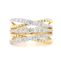 14K Two Tone Criss Cross Diamond Ring