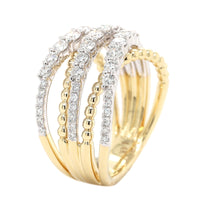 14K Two Tone Criss Cross Diamond Ring