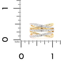 14K Two Tone Criss Cross Diamond Ring