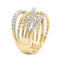 14K Two Tone Criss Cross Diamond Ring