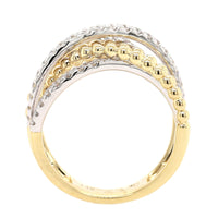 14K Two Tone Criss Cross Diamond Ring