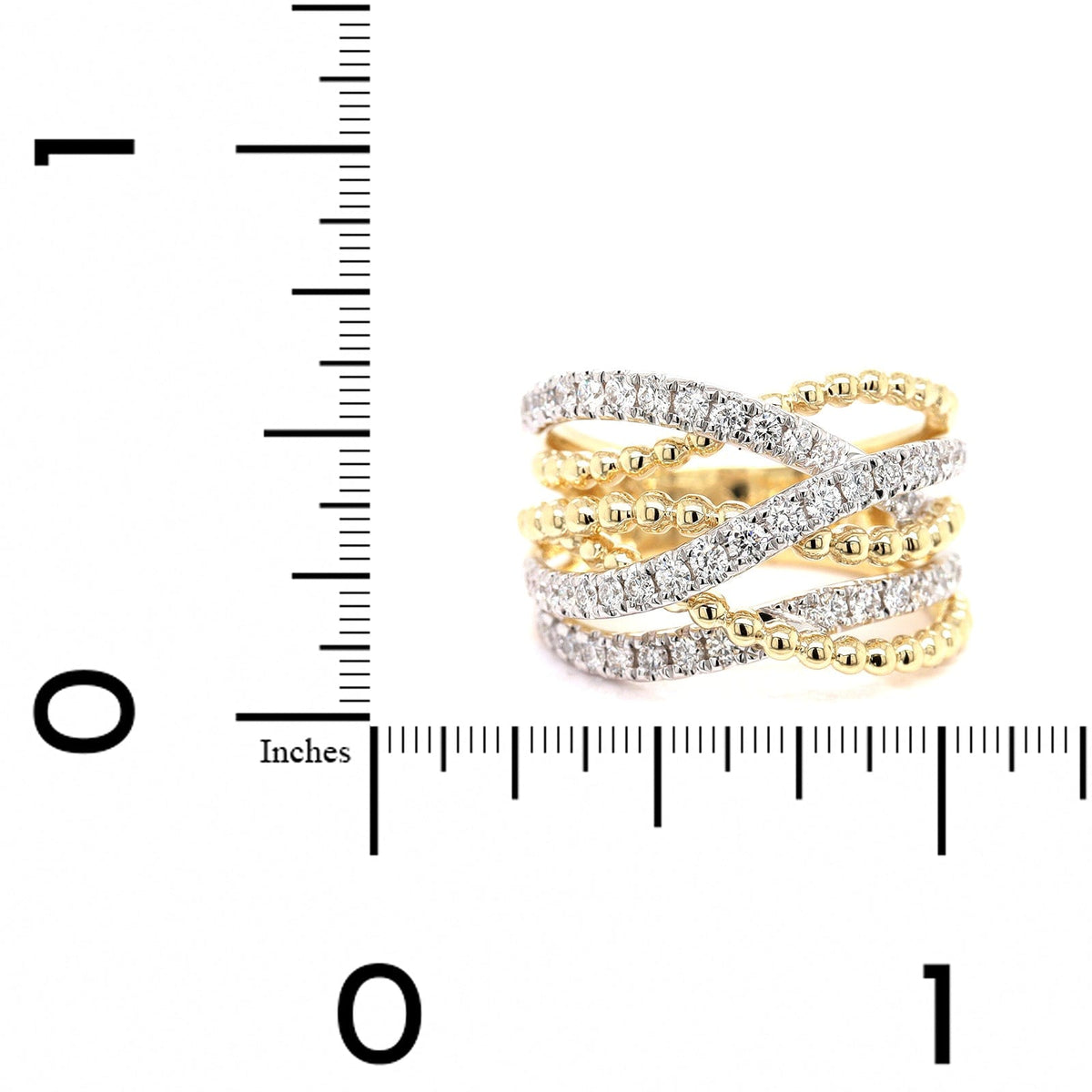 14K Two Tone Criss Cross Diamond Ring