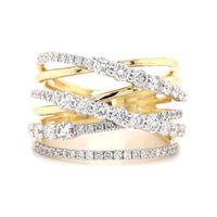 14K Two Tone Criss Cross Diamond Ring
