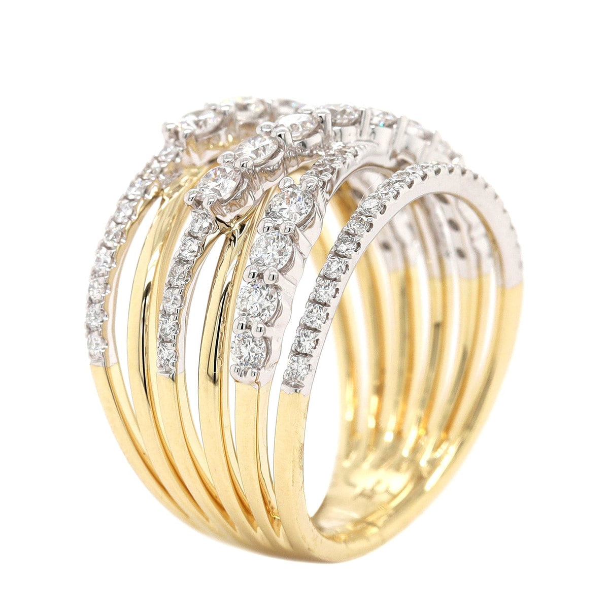 14K Two Tone Criss Cross Diamond Ring