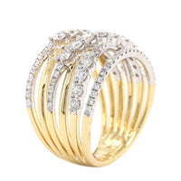 14K Two Tone Criss Cross Diamond Ring