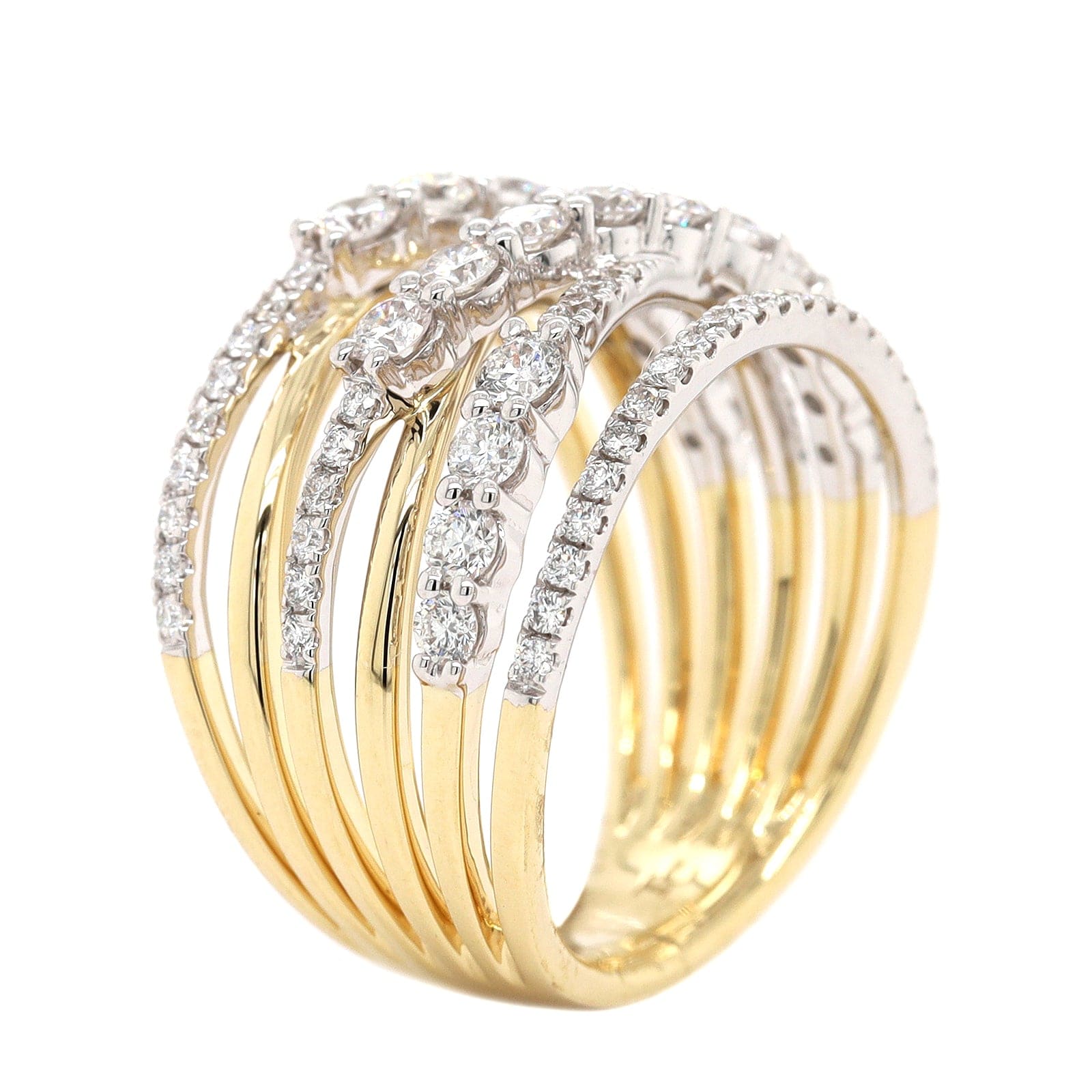 14K Two Tone Criss Cross Diamond Ring