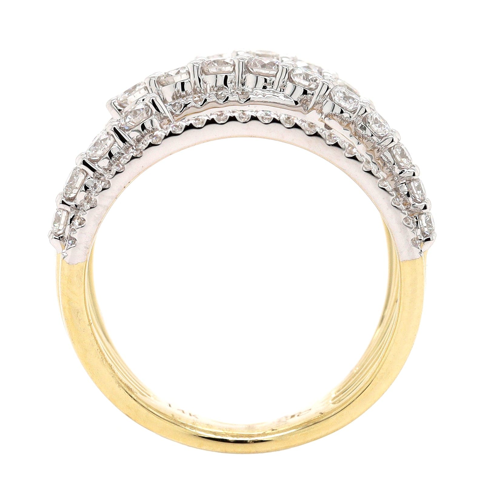 14K Two Tone Criss Cross Diamond Ring