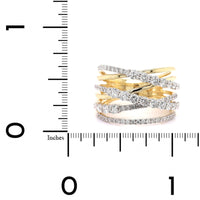 14K Two Tone Criss Cross Diamond Ring