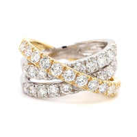 14K Two Tone Criss Cross Diamond Ring