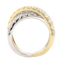 14K Two Tone Criss Cross Diamond Ring