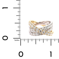 14K Two Tone Criss Cross Diamond Ring