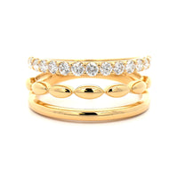Etho Maria 18K Yellow Gold 3 Row Diamond Ring