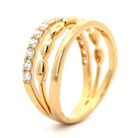 Etho Maria 18K Yellow Gold 3 Row Diamond Ring