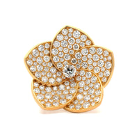 Eclat Jewels 18K Yellow Gold Pave Diamond Flower Ring