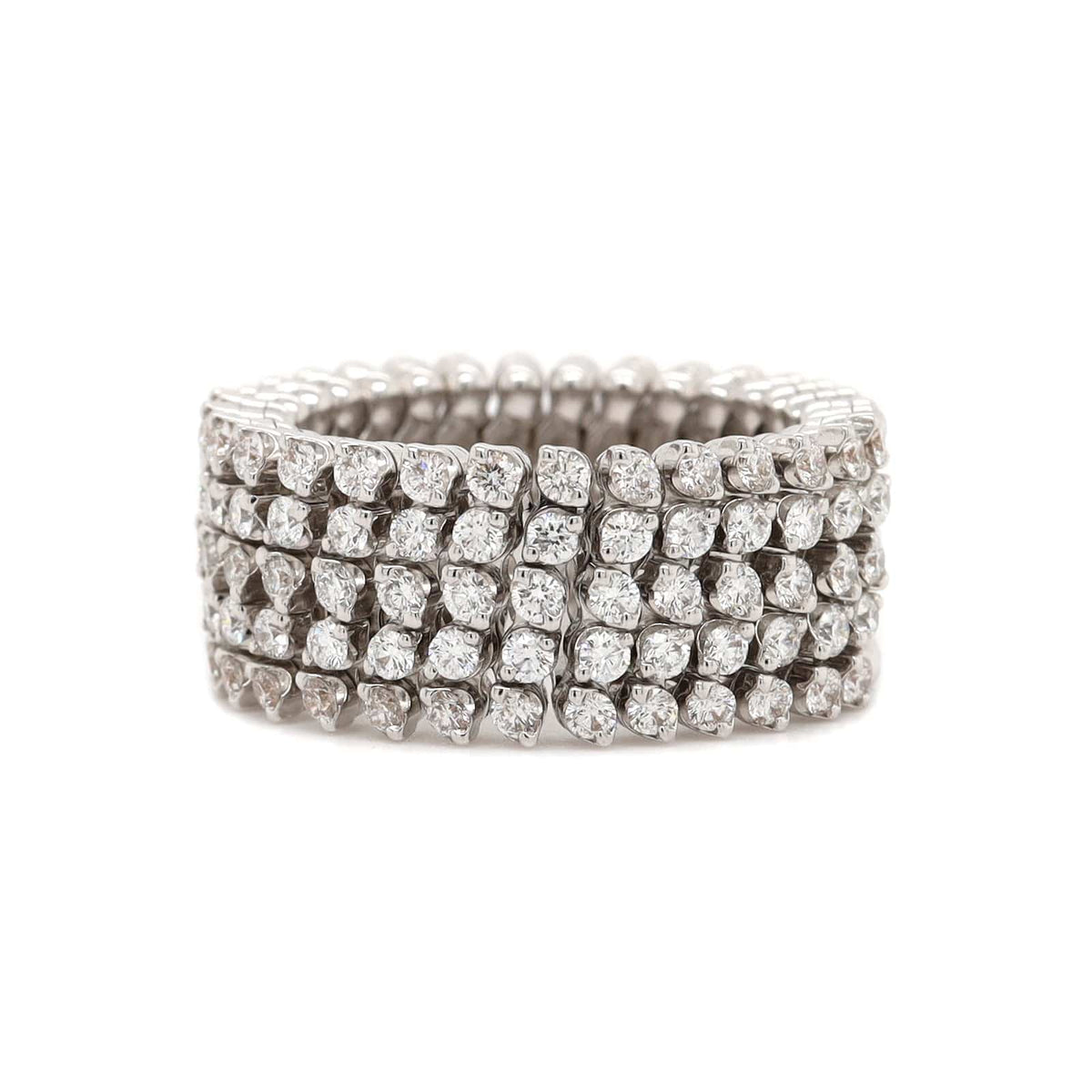 18K White Gold 5 Row Adjustable Diamond Ring or Bracelet