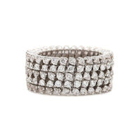 18K White Gold 5 Row Adjustable Diamond Ring or Bracelet