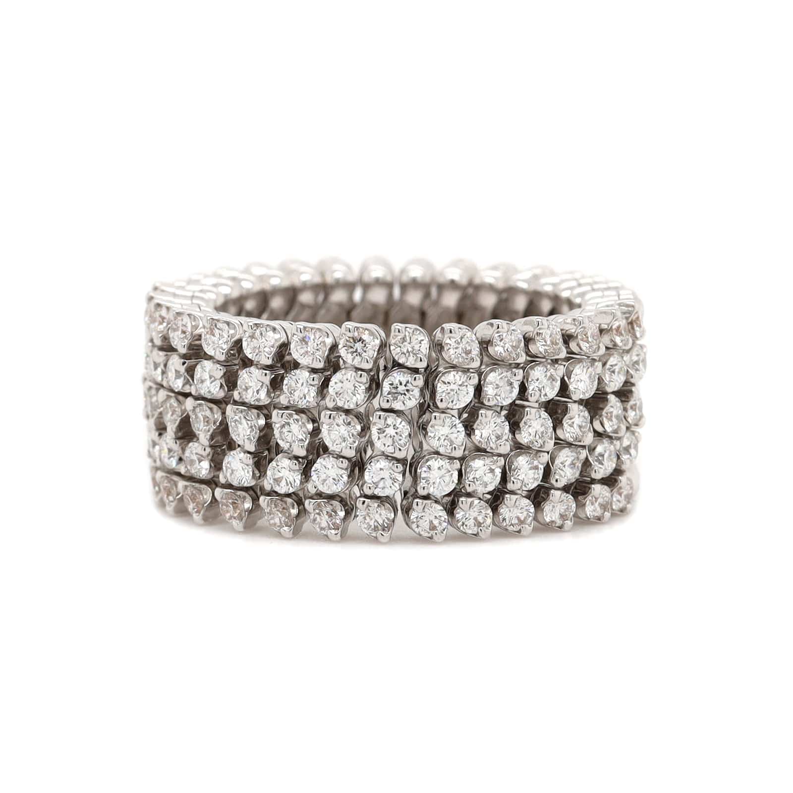 18K White Gold 5 Row Adjustable Diamond Ring or Bracelet