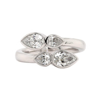 Platinum Pear Shaped 2 Row Diamond Bypass Ring