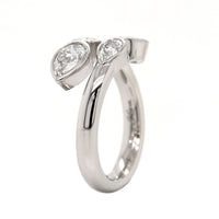 Platinum Pear Shaped 2 Row Diamond Bypass Ring