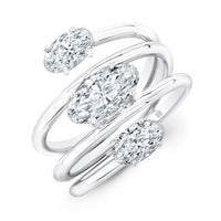 18K White Gold Multi Row Oval Diamond Ring