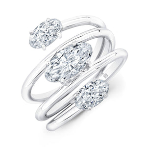 18K White Gold Multi Row Oval Diamond Ring