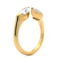 18K Yellow Gold Pear Shaped Diamond Bypass Ring