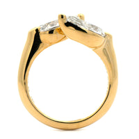18K Yellow Gold Pear Shaped Diamond Bypass Ring